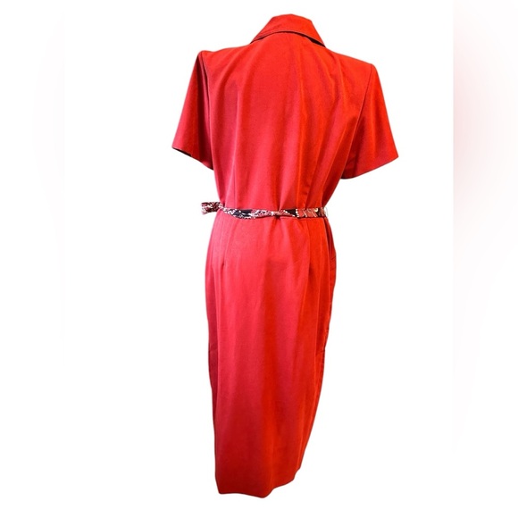 Vintage Melissa Harper Dress Womens 14 Rust Classic Preppy Work Button Front - Picture 5 of 12